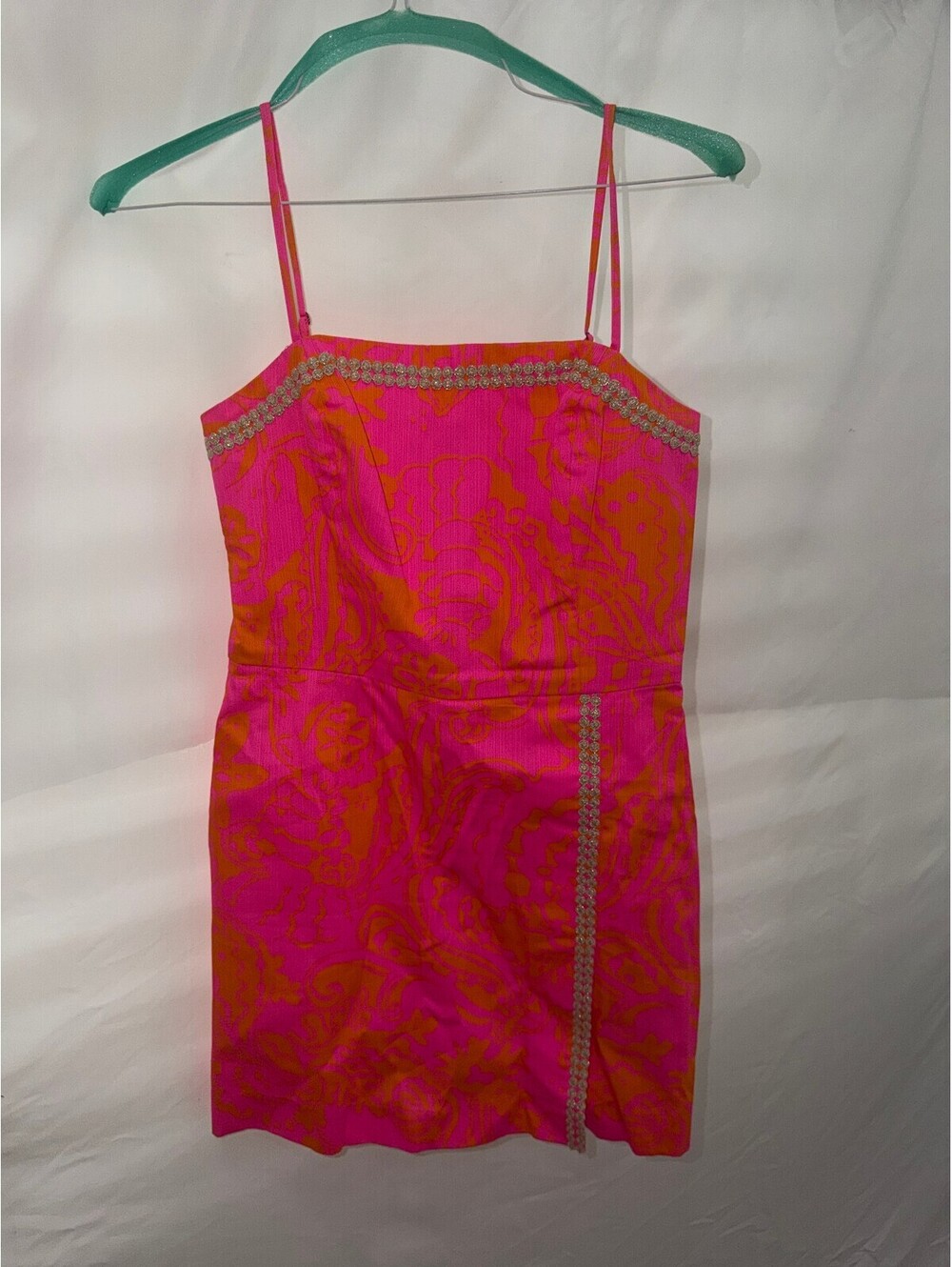 Lilly Pulitzer Pink and Orange Spaghetti Strap Dress Size 4